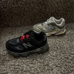 New Balance Kids' Black and Cream Sneakers